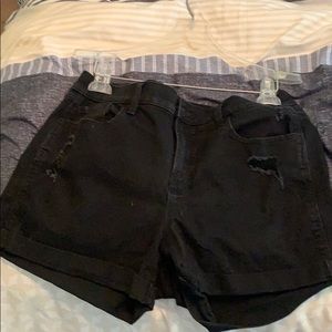 Black denim shorts